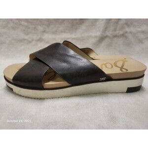 Sam Edelman Womens Black Leather Open Toe Slide Sandals 10 EUC